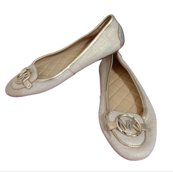Michael Kors Gold Shimmering Ballet flats Women’s Lillie Moccasins 7.5 - Picture 1 of 12